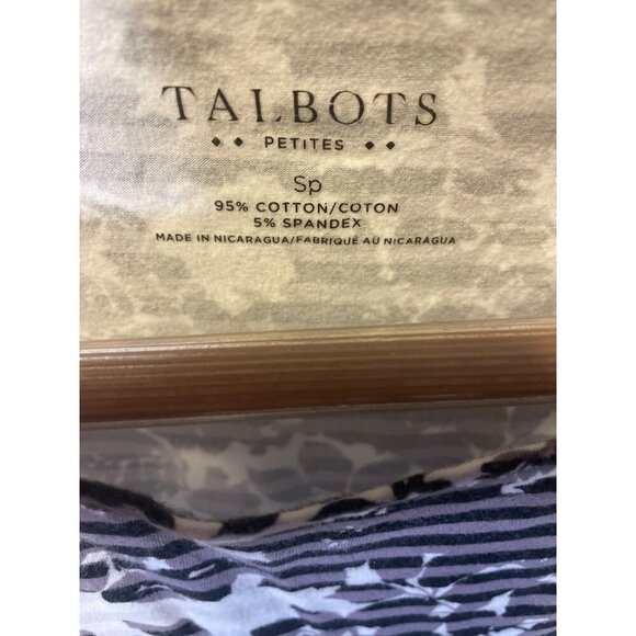 Talbots Black Brown Striped Design Sleeveless Tank Top Sz SP - Picture 4 of 7